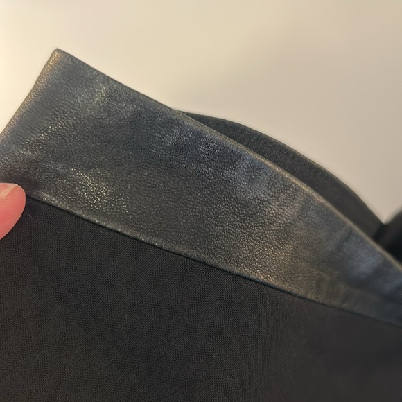 DKNY Black Classic Pleather Trim One Button Wool Blend Career Blazer Size 10 - Picture 7 of 8